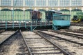 Abstract vintage industrial or transportation background featuring detail of railway turntable Royalty Free Stock Photo