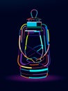 Abstract vintage kerosene lamp from multicolored paints, colored drawing Royalty Free Stock Photo