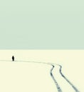 Abstract vintage photo silhouette of a man on the road