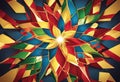 Abstract vintage sunlight of red yellow blue and green flowers background with a star in the center Carnival circus style for Royalty Free Stock Photo
