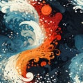 Abstract Vintage Yin Yang Seamless Acrylic Tile AI Generated