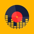 Abstract vinyl record wave music vector with yellow  background graphic Royalty Free Stock Photo