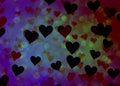 Abstract violet blue background background with dark hearts