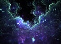 Abstract violet fractal clouds hole on black background Royalty Free Stock Photo