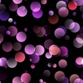 Abstract violet purple polka dots bubbles on black background Royalty Free Stock Photo