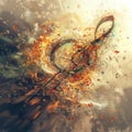 Abstract violin key image background. Generative AI