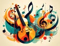 Abstract Violin and Musical Notes Royalty Free Stock Photo