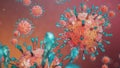 Abstract virus background, flu virus or COVID-19. The virus infects cells. COVID-19 under the microscope, pathogen