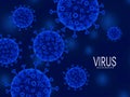 Abstract virus floating blue background