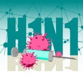 H1N1 disease virus and syringe Royalty Free Stock Photo