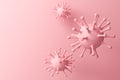 Abstract virus on pink pastel color wall background