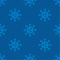 Abstract virus seamless repeat pattern, blue color background Royalty Free Stock Photo