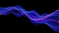 An abstract visual of a blue and purple light wave pattern composed of thousands of tiny dots of light. Royalty Free Stock Photo