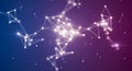 Abstract Network of Glowing White Dots and Lines on a Gradient Blue and Purple Background Royalty Free Stock Photo