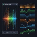 Abstract visual representation of audio signal processing on a black background Royalty Free Stock Photo