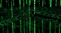 Abstract Digital Data Flow Green Binary Code Matrix and Futuristic Grid Landscape Royalty Free Stock Photo