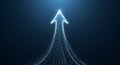 Dynamic Success Arrow Made of Glowing Digital Particles Rising for Business Growth, Investment, and Future Technology. Royalty Free Stock Photo