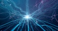 Abstract Visualization of AI and Data Flow within a Neural Network, Featuring Brilliant Blue Glowing Lines and Energy Pathways Royalty Free Stock Photo