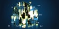 Abstract visualization analyze algorithm big group cubes data. Big data. Quantum virtual cryptography. Virtual reality concept Royalty Free Stock Photo