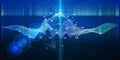 Abstract visualization analyze algorithm wavy grid data. Artificial intelligence. Big data. Quantum virtual cryptography concept Royalty Free Stock Photo