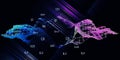 Abstract visualization analyze of artificial intelligence algorithm . Quantum virtual cryptography concept with colorful grid and Royalty Free Stock Photo