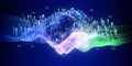 Abstract visualization analyze polygonale algorithm artificial intelligence data. Quantum virtual cryptography concept with Royalty Free Stock Photo