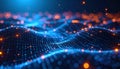 Abstract Visualization of Big Data and Global Digital Network Connectivity Featuring Bright Blue Mesh Structures and Glowing Royalty Free Stock Photo