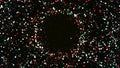 Abstract visualization of a black holein outer space. Animation. Ring created by millions of colorful dots spreading all