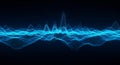 Abstract Blue Digital Sound Wave Visualization with Glowing Particles on Dark Background Royalty Free Stock Photo