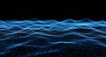 Abstract Blue Particle Waveform on a Black Background particles dots Royalty Free Stock Photo