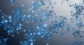 Abstract visualization of a blue molecular structure with glowing nodes and interconnected lines against a soft Royalty Free Stock Photo