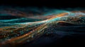 Abstract visualization of colorful data streams flowing across dark background with glowing particles, representing high Royalty Free Stock Photo