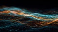 Abstract visualization of colorful data streams flowing across dark background with glowing particles, representing high Royalty Free Stock Photo