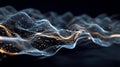 Abstract visualization of colorful data streams flowing across dark background with glowing particles, representing high Royalty Free Stock Photo