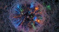 Abstract visualization of a complex interconnected neural network glowing with vibrant colors Royalty Free Stock Photo