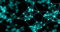 Abstract network of glowing cyan nodes and lines against a dark background representing connectivity Royalty Free Stock Photo
