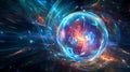 Abstract cosmic energy visualization with swirling light, plasma, and powerful forces Royalty Free Stock Photo