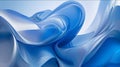 An abstract visualization of curving shapes mimicking satin and silk in hues of royal and light blue converging against a gradient Royalty Free Stock Photo