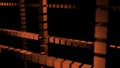 Abstract visualization of 3d game with cubes. Design. Rows of crossed 3d small figures on a dark background. Royalty Free Stock Photo