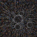 Abstract visualization of data flow and interconnected spheres in a dynamic, high-tech network Royalty Free Stock Photo