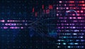 Abstract visualization of data flow and metrics on a digital interface. 3D Rendering Royalty Free Stock Photo