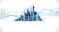 Abstract data visualization with bar and wave graphs Royalty Free Stock Photo