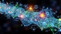 Networks, featuring bright nodes in blue, green, and orange, resemble Royalty Free Stock Photo