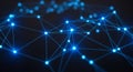 Abstract Network of Glowing Blue Nodes and Connecting Lines technology connection Royalty Free Stock Photo