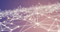 Abstract Network of Glowing White Nodes and Lines on a Purple Gradient Background connection Royalty Free Stock Photo