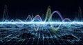 Abstract Digital Data Waveform with Futuristic Grid and Glowing Lines Royalty Free Stock Photo