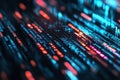 Abstract Visualization of Digital Code Streams in Blue and Orange Glow