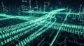 Futuristic Digital Data Stream with Binary Code and Network Connections Royalty Free Stock Photo