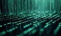 Abstract visualization of digital data streams and binary code flowing through a cyber network. Royalty Free Stock Photo