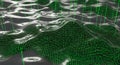 Abstract Digital Data Flowing on Wavy Surface, Green Binary Code Underwater Royalty Free Stock Photo